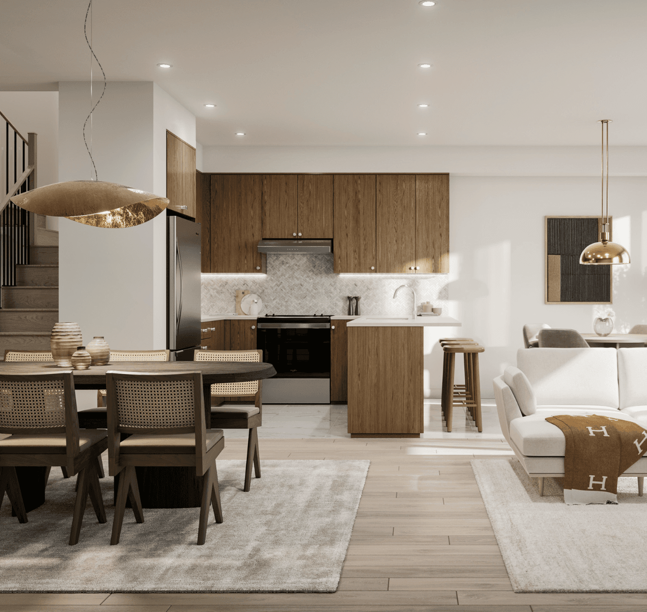 Modern kitchen and living space